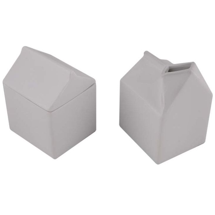Home Nature Juego de Azucarera Y Cremera de Porcelana Color Blanco 7.7*7*11 Cm Y 7.7*7*10 Cm