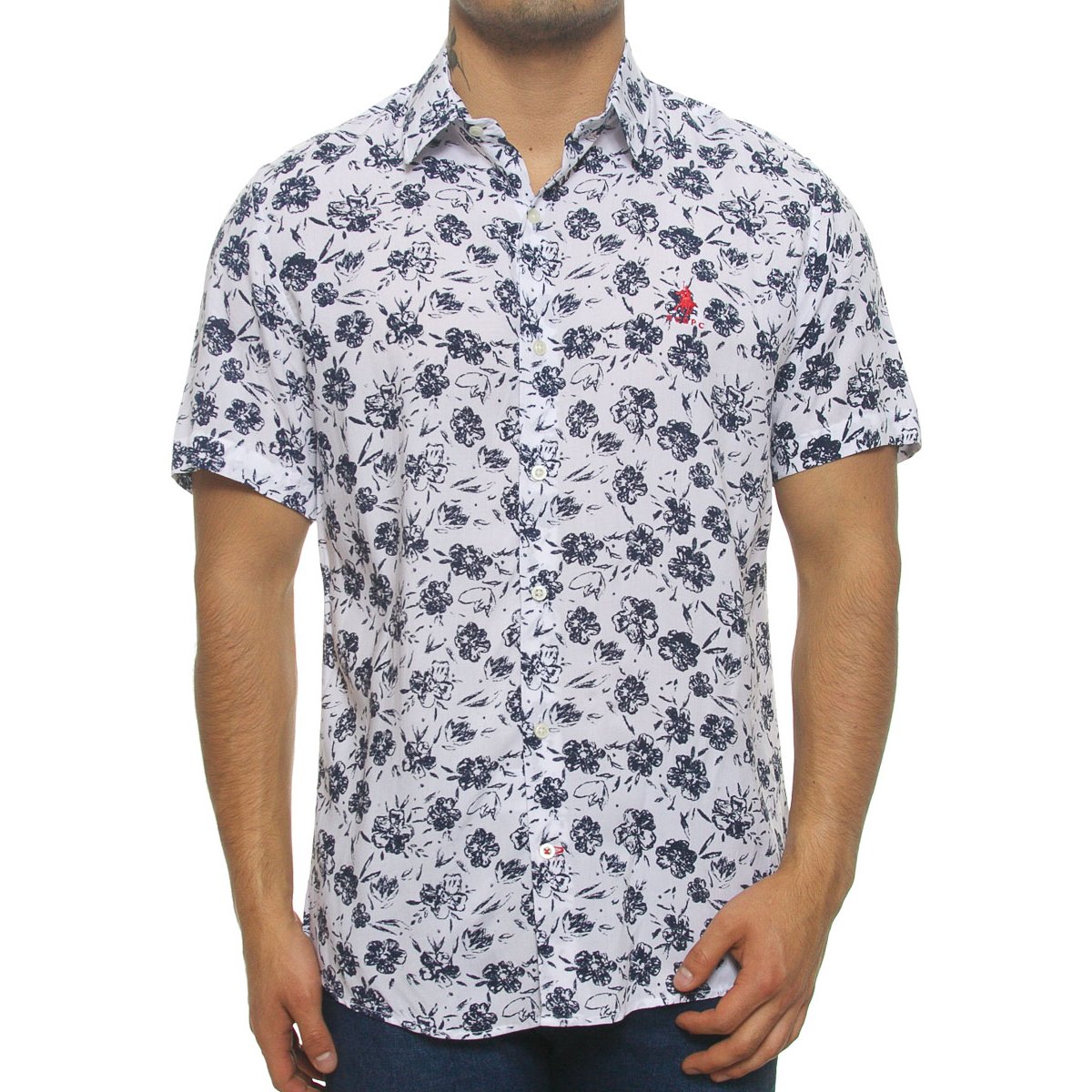 Polo gris de manga corta para hombre con estampado fantasía