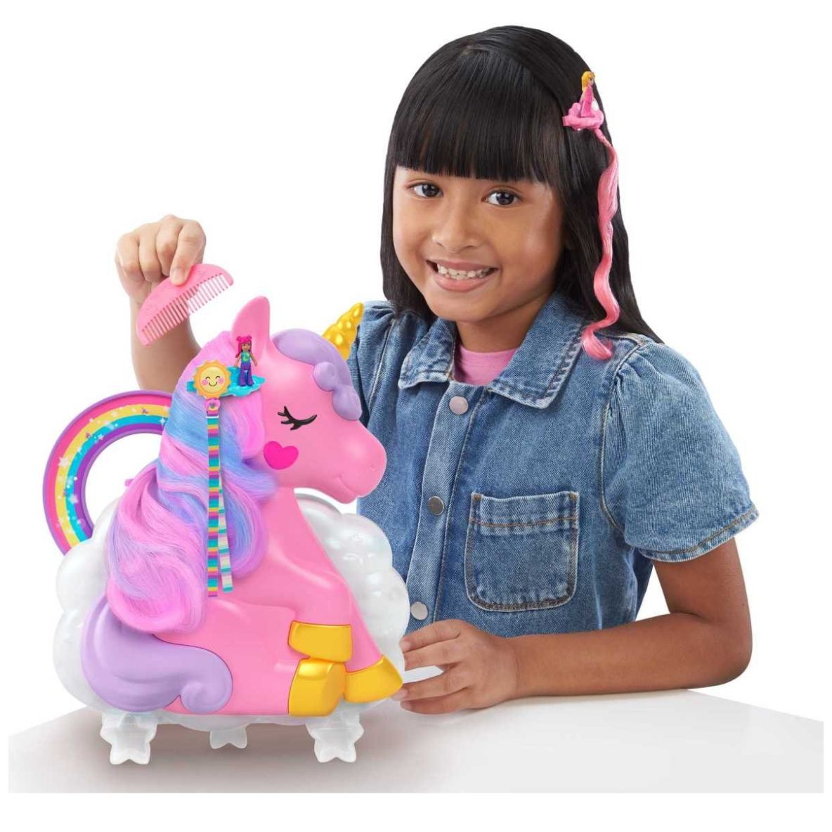 Polly Pocket Set de Juego Unicornio con Salón Arcoíris
