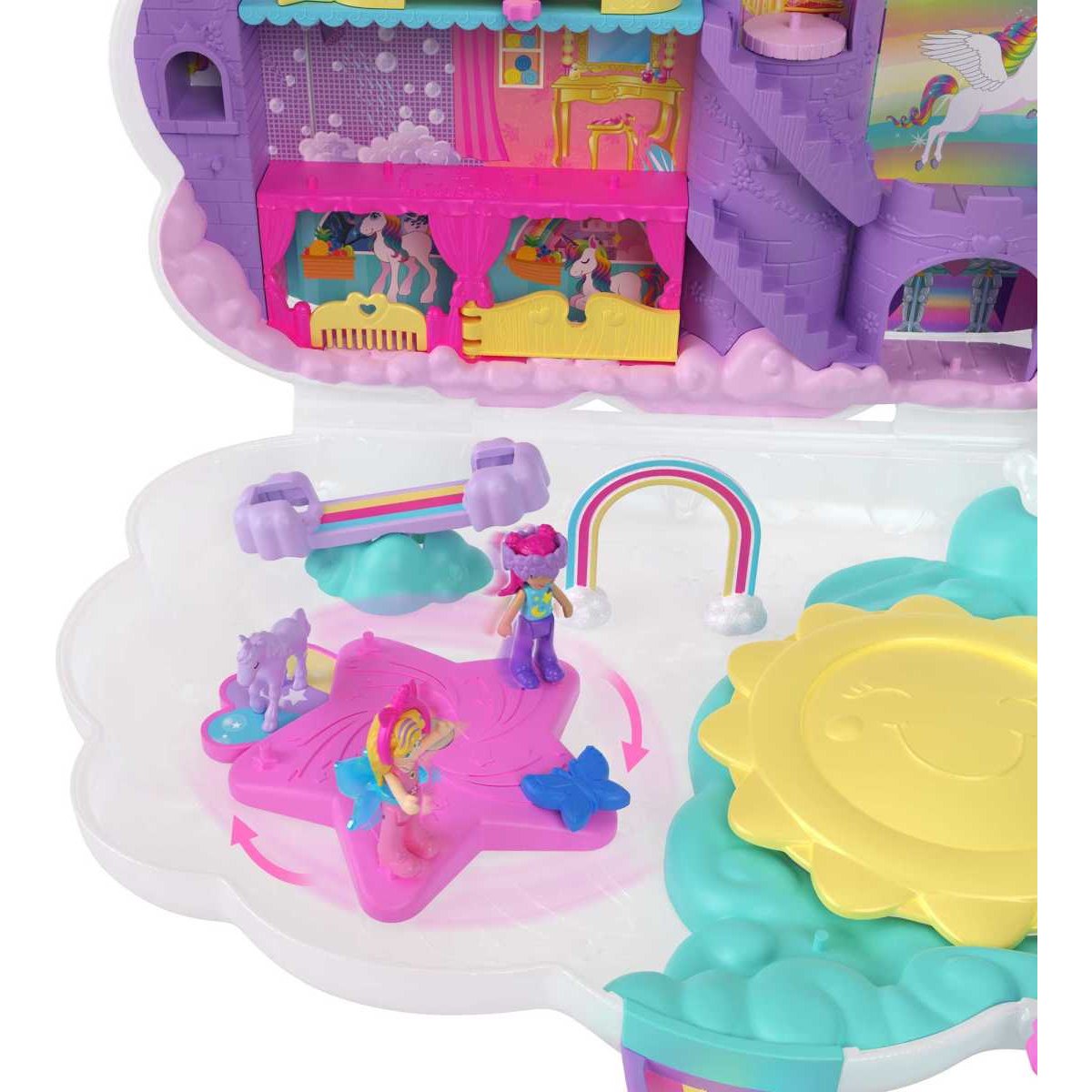 Polly Pocket Set de Juego Unicornio con Salón Arcoíris