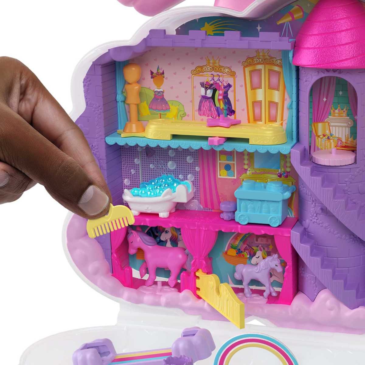 Polly Pocket Set de Juego Unicornio con Salón Arcoíris