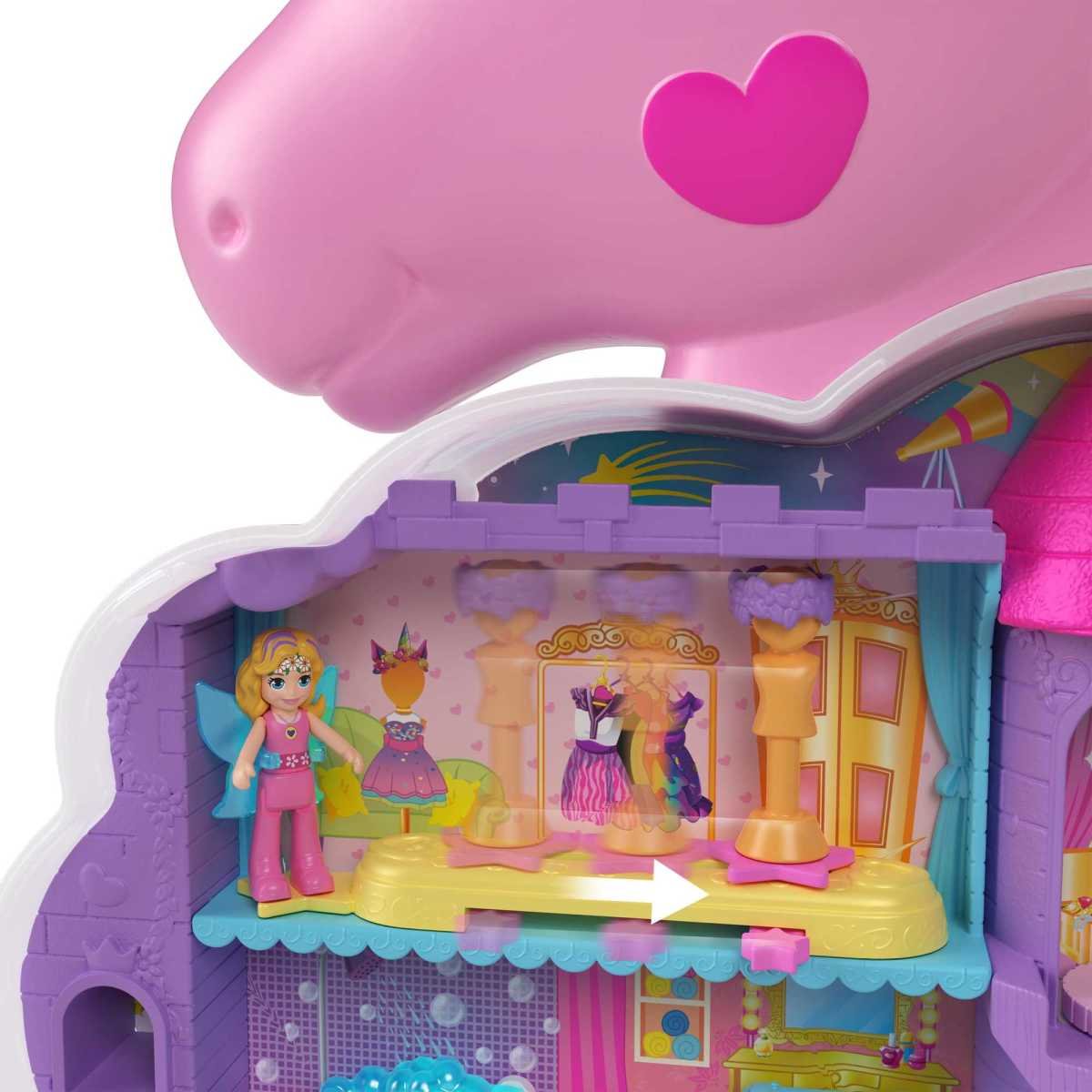 Polly Pocket Set de Juego Unicornio con Salón Arcoíris