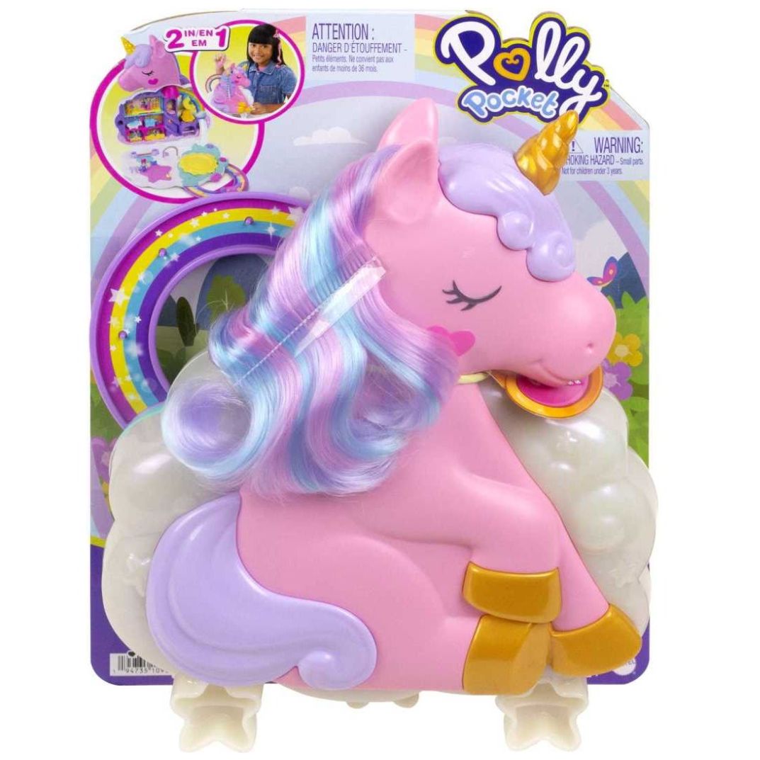 Polly Pocket Set de Juego Unicornio con Salón Arcoíris