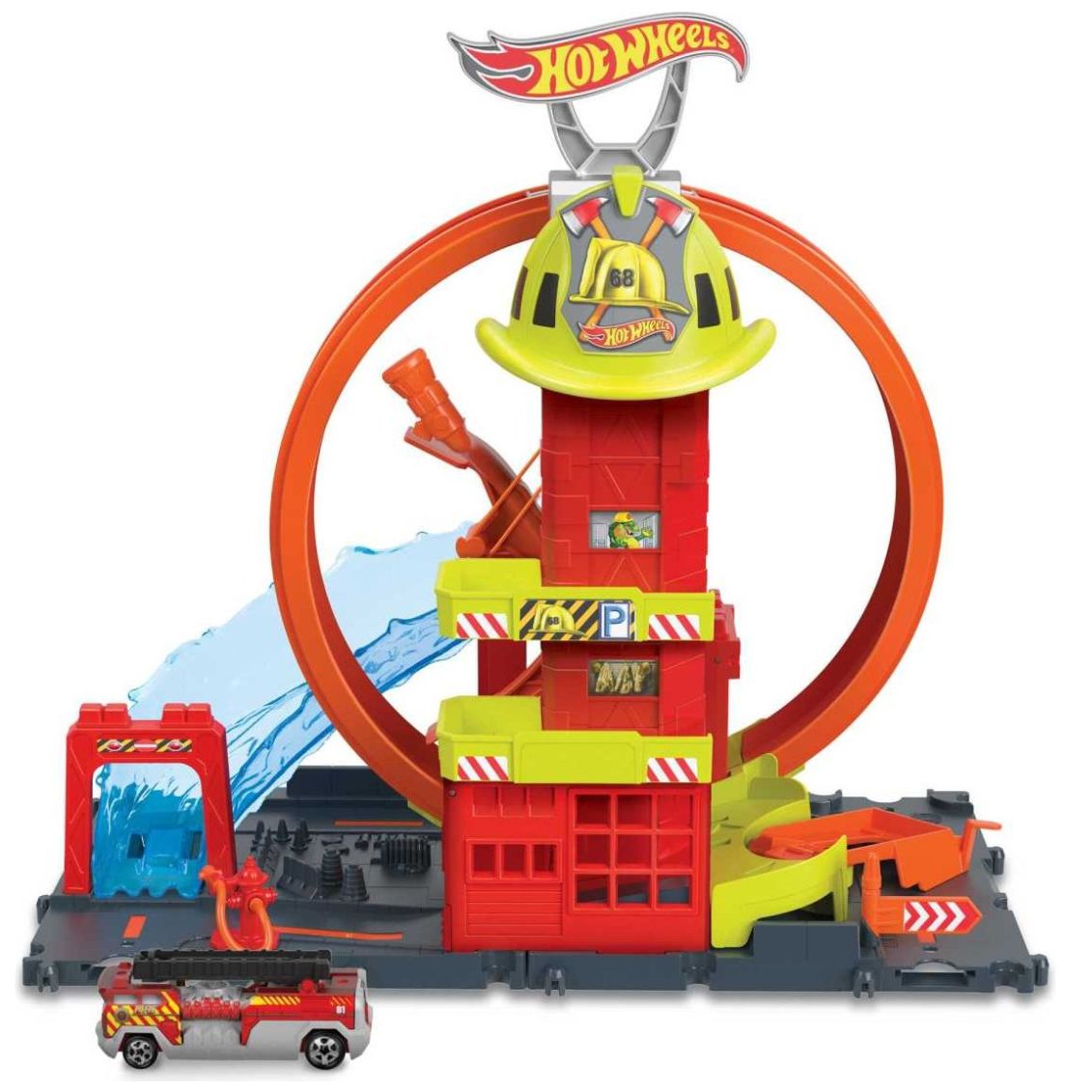 Pista de Juguete Hot Wheels City Súper Estación de Bomberos
