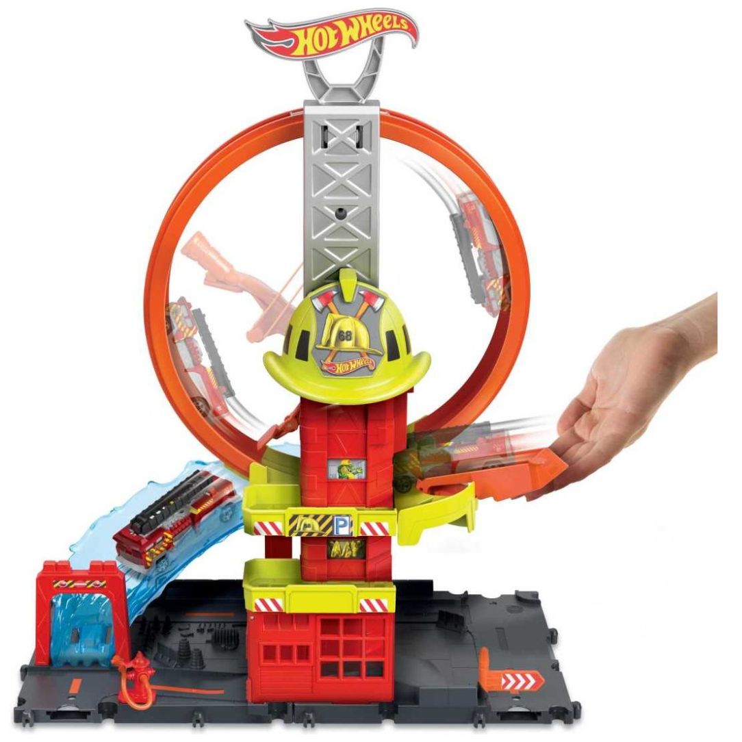 Pista de Juguete Hot Wheels City Súper Estación de Bomberos