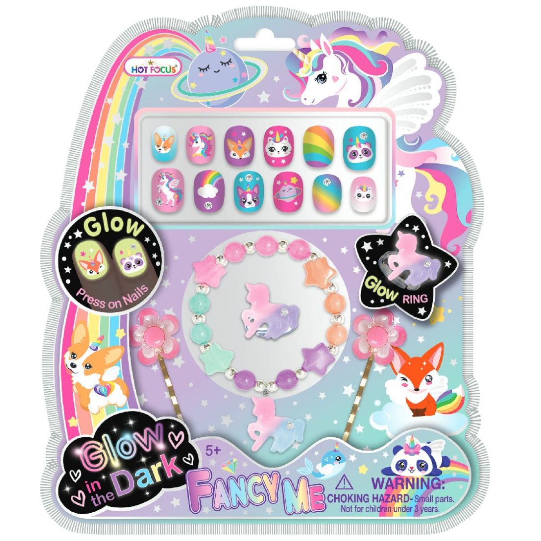 Juego de Uñas Fancy Que Brilla en la Oscuridad