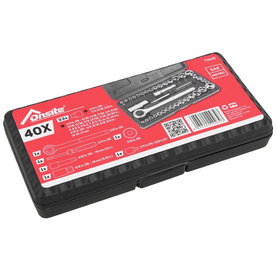 Set Autocle Herramientas 40Pz Dados - 1/4 & 3/8 In Onsite