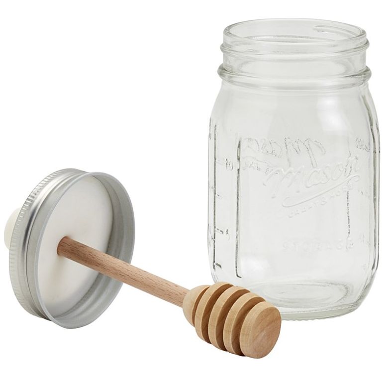 AIEVE Tarro Mason - Tapa para vaso de miel, paquete de 2 dispensadores de  miel con tapa de conservas para recipientes de miel Mason de boca regular