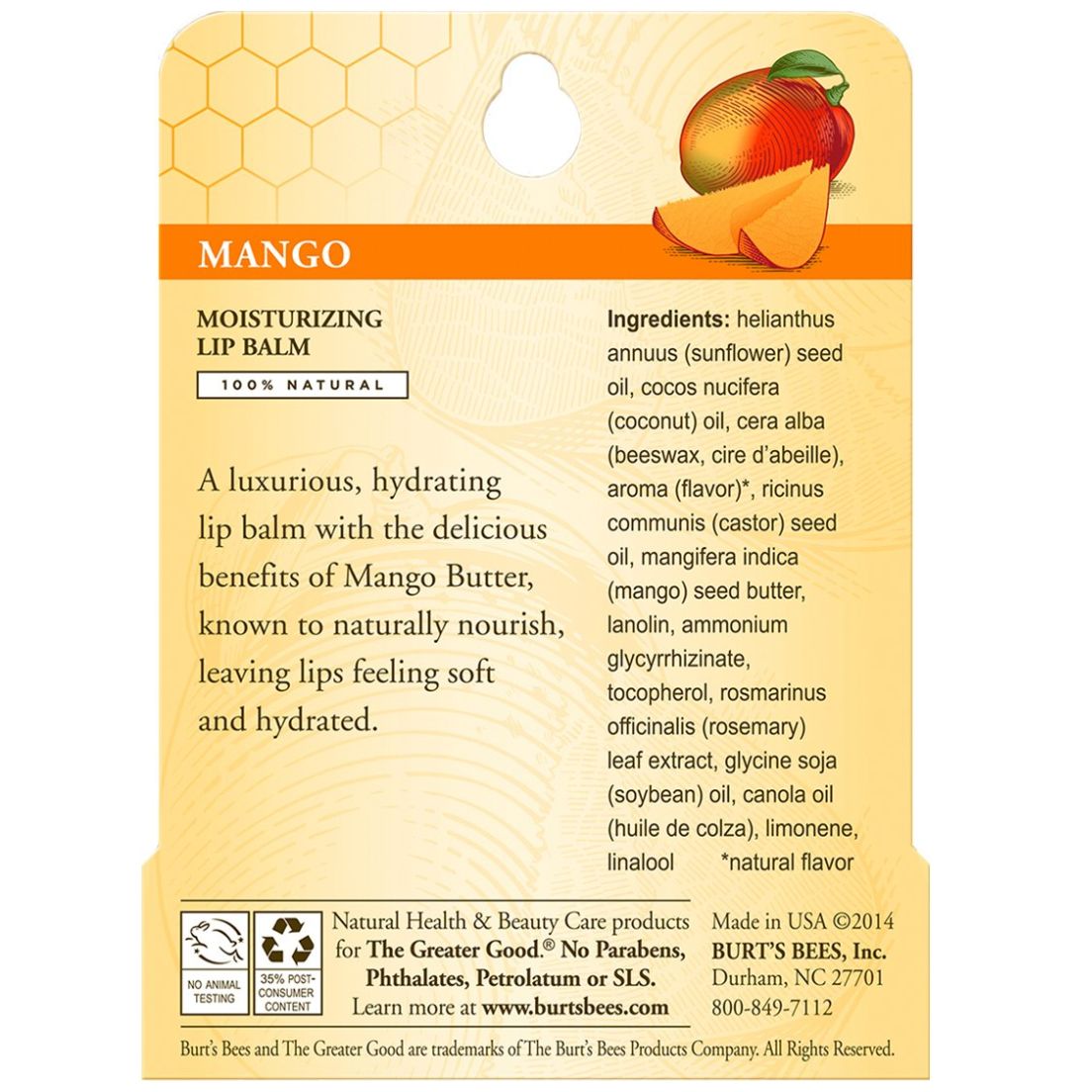 Bálsamo Labial Mango Butter In Blister Box Burts Bees