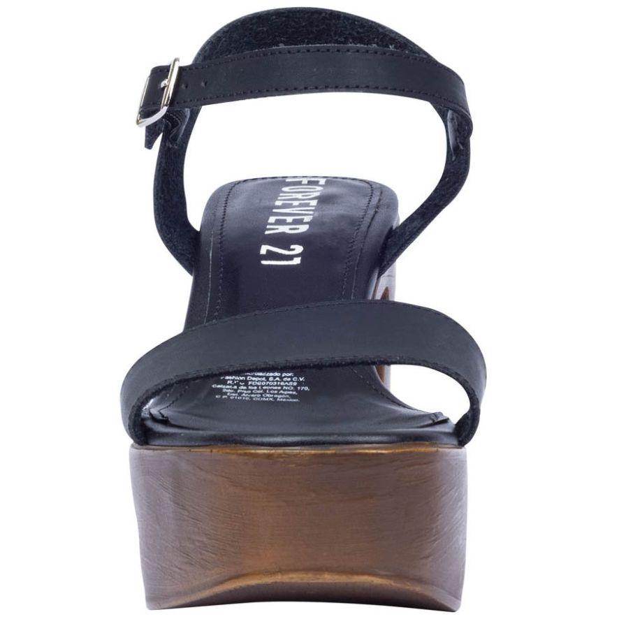 Sandalia Ajustable con Plataforma Negra Forever 21
