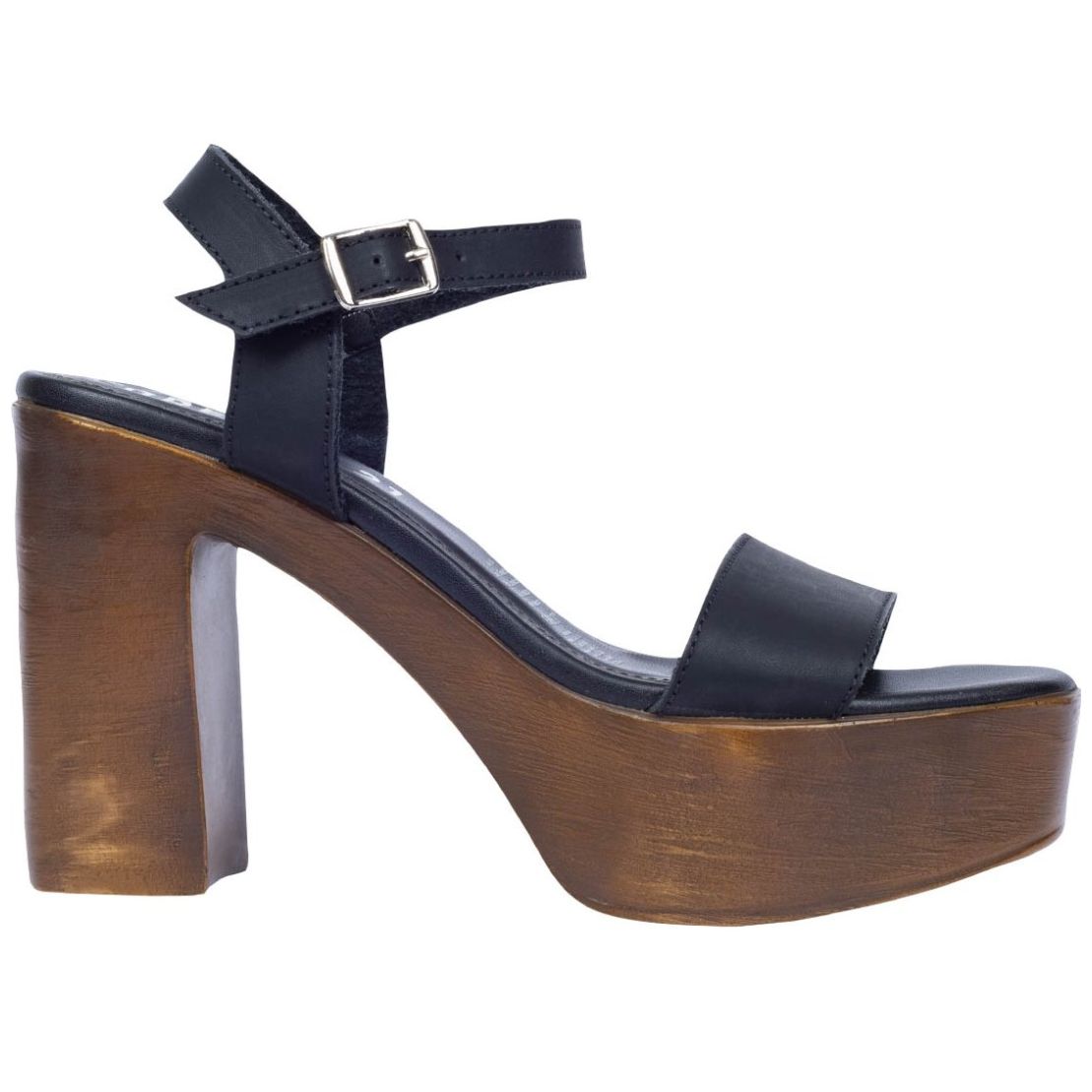 Sandalia Ajustable con Plataforma Negra Forever 21