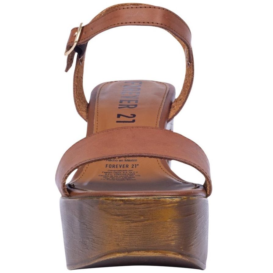 Sandalia Ajustable con Plataforma Café Forever 21