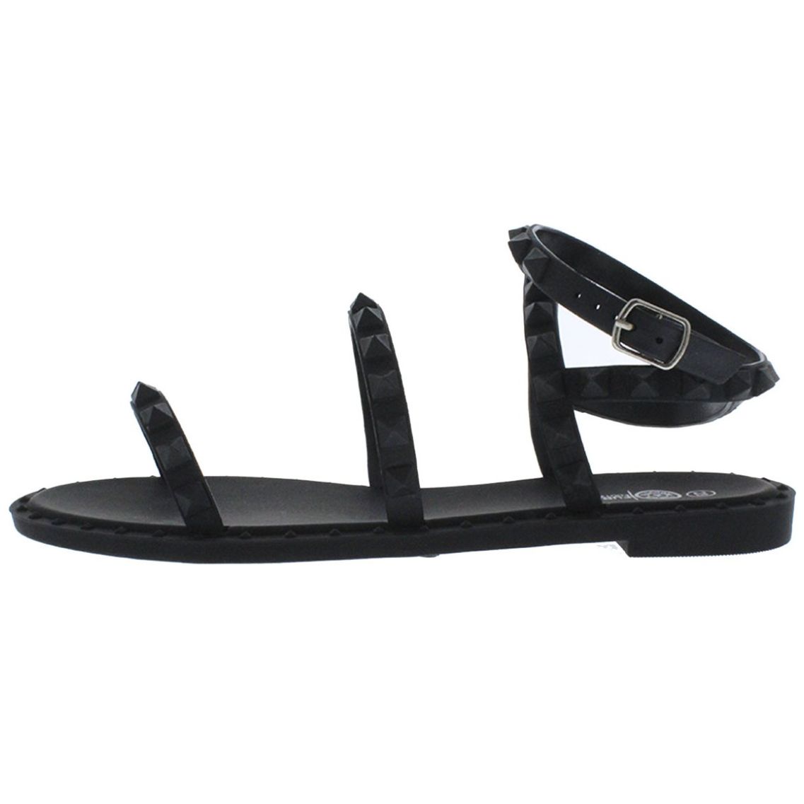 Sandalia Multitiras con Estoperoles Y Ajuste de Pulsera Negra Furor