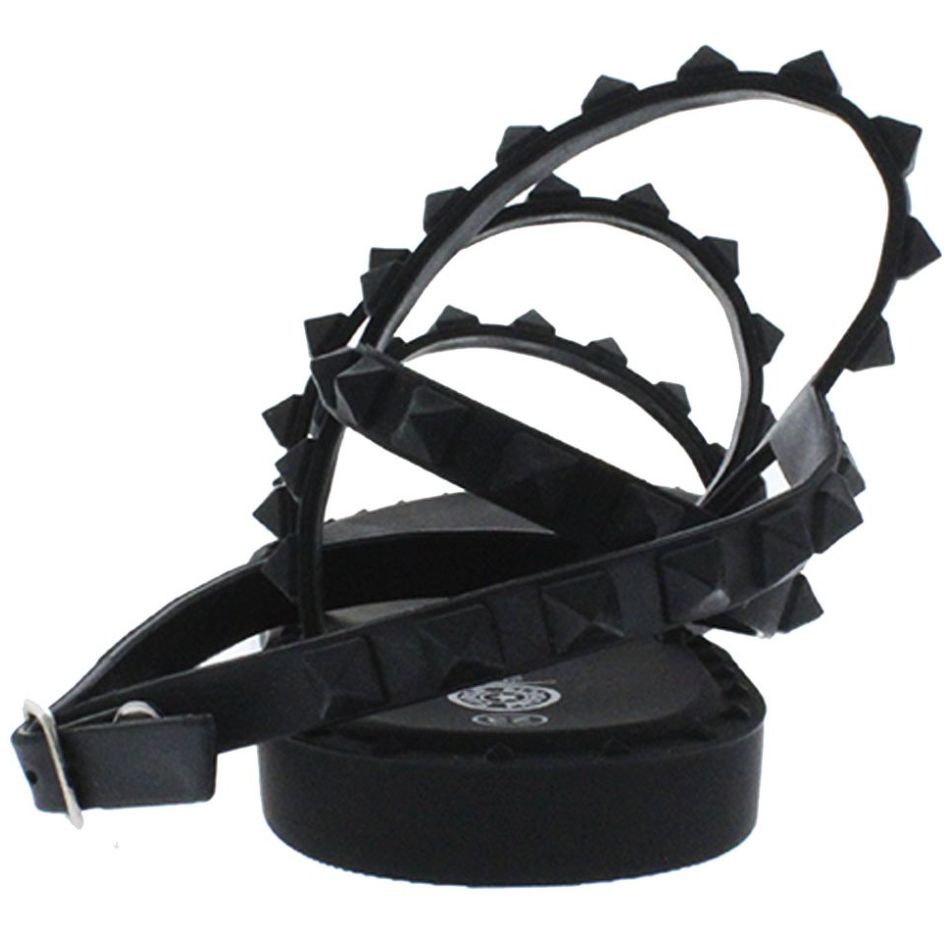 Sandalia Multitiras con Estoperoles Y Ajuste de Pulsera Negra Furor
