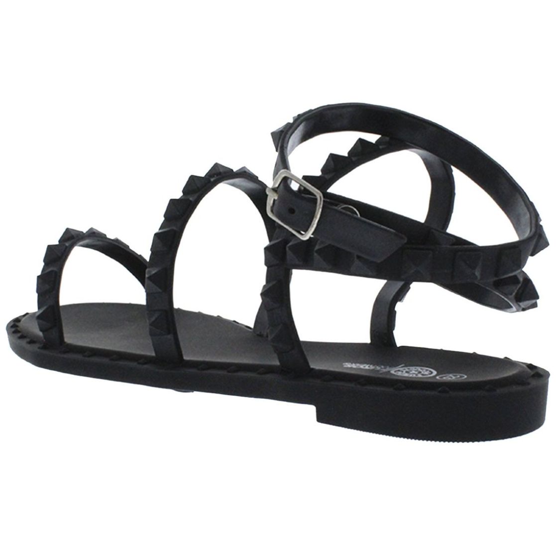 Sandalia Multitiras con Estoperoles Y Ajuste de Pulsera Negra Furor