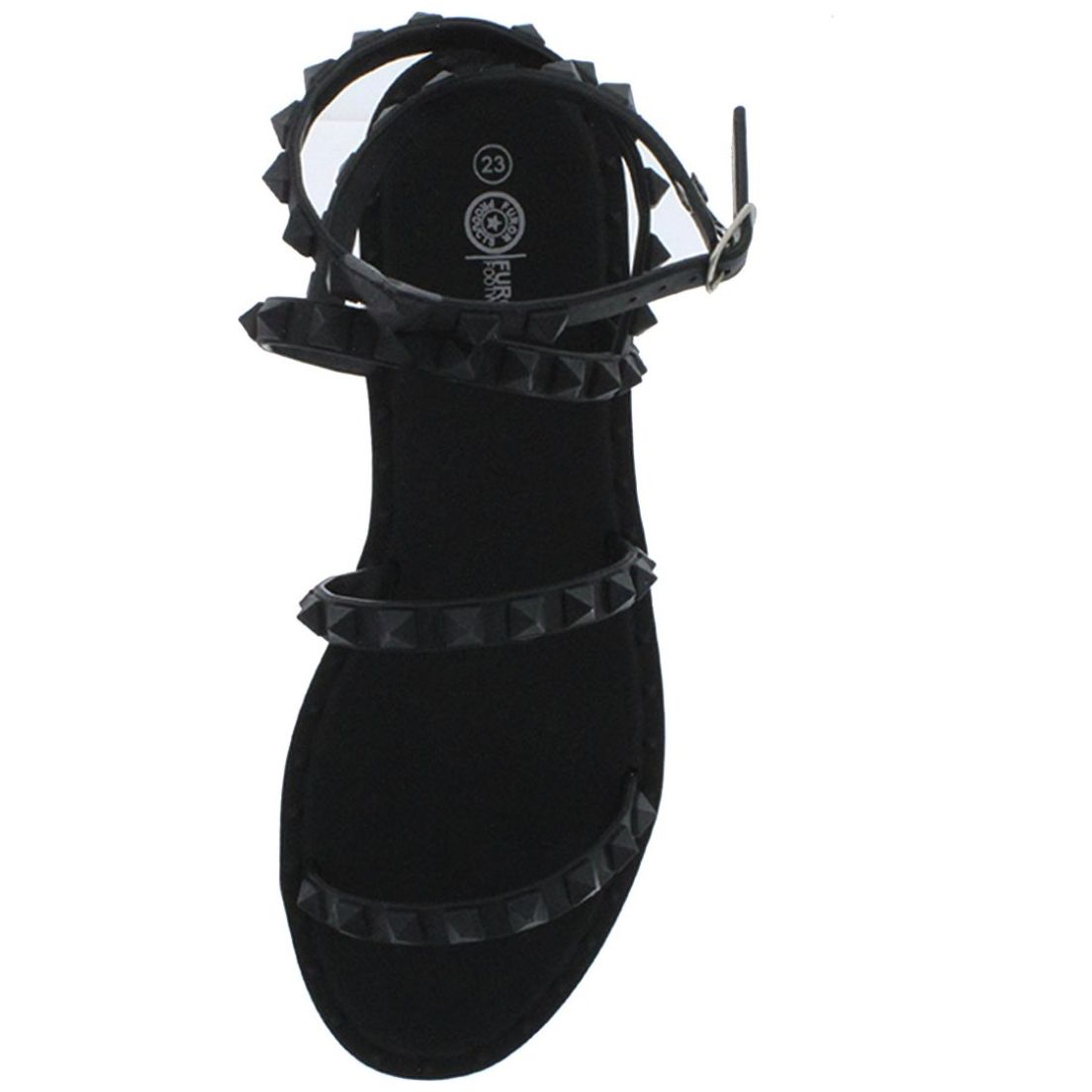 Sandalia Multitiras con Estoperoles Y Ajuste de Pulsera Negra Furor