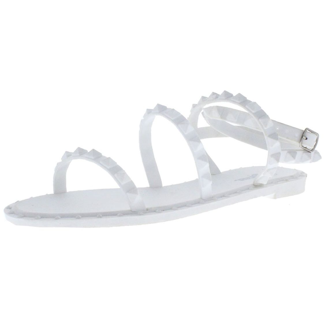 Sandalia Multitiras con Estoperoles Y Ajuste de Pulsera Blanca Furor