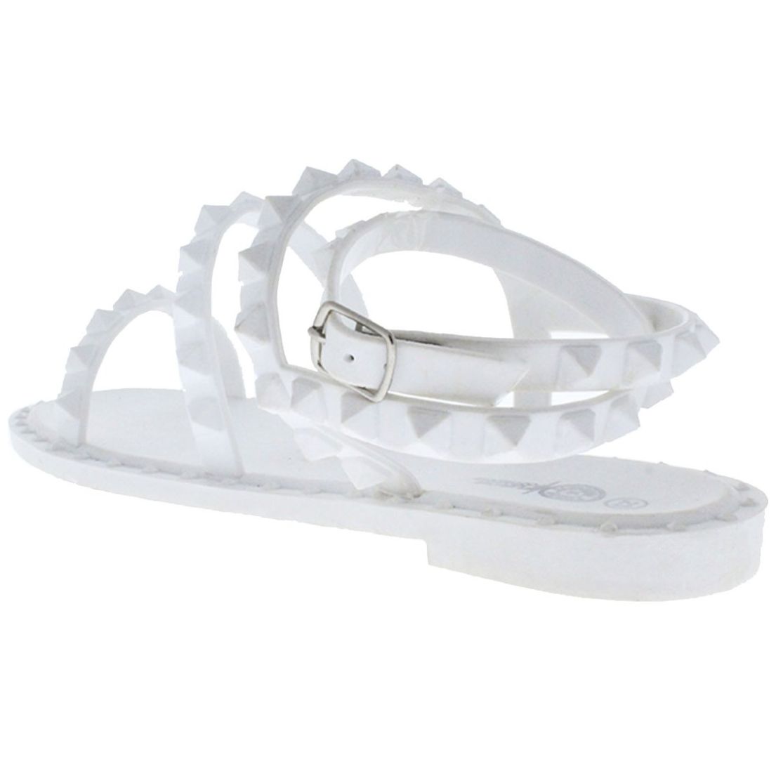 Sandalia Multitiras con Estoperoles Y Ajuste de Pulsera Blanca Furor