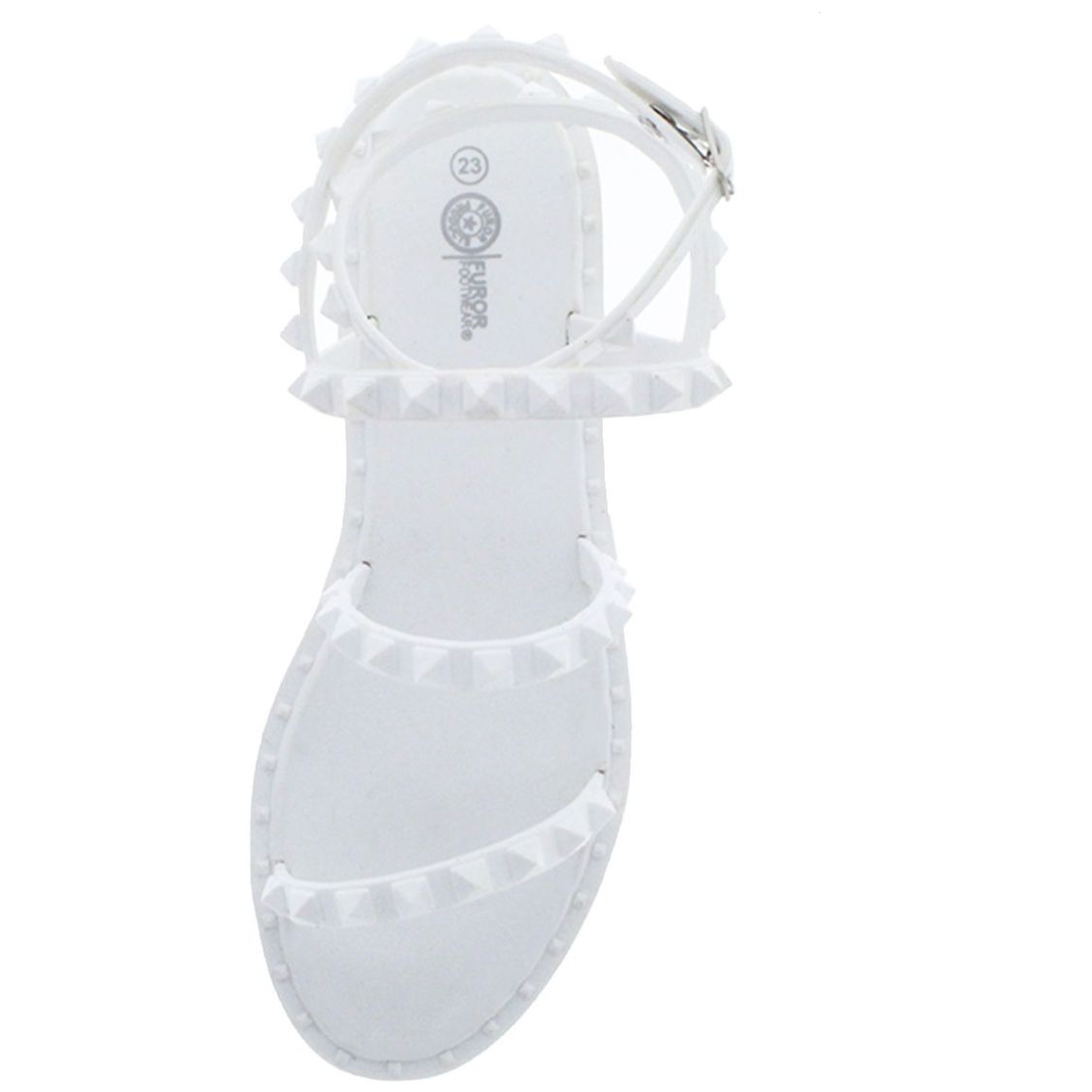 Sandalia Multitiras con Estoperoles Y Ajuste de Pulsera Blanca Furor