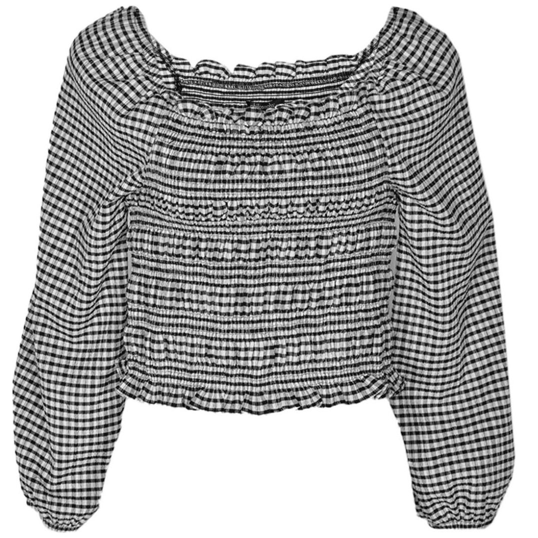 Blusa Manga Larga con Smock de Polispan Crepe Philosophy Jr