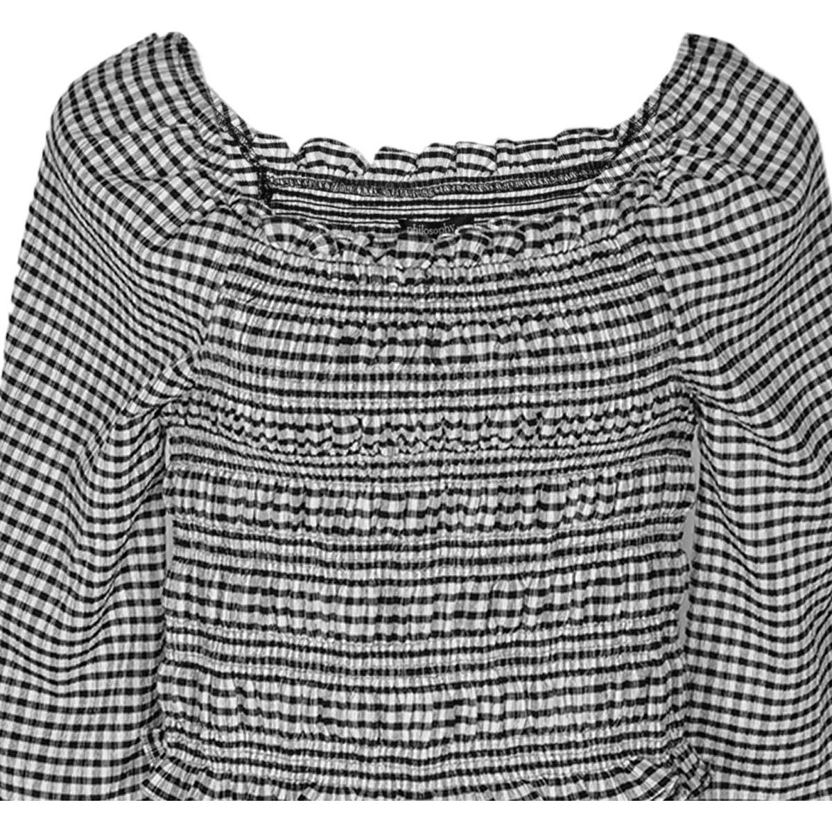 Blusa Manga Larga con Smock de Polispan Crepe Philosophy Jr