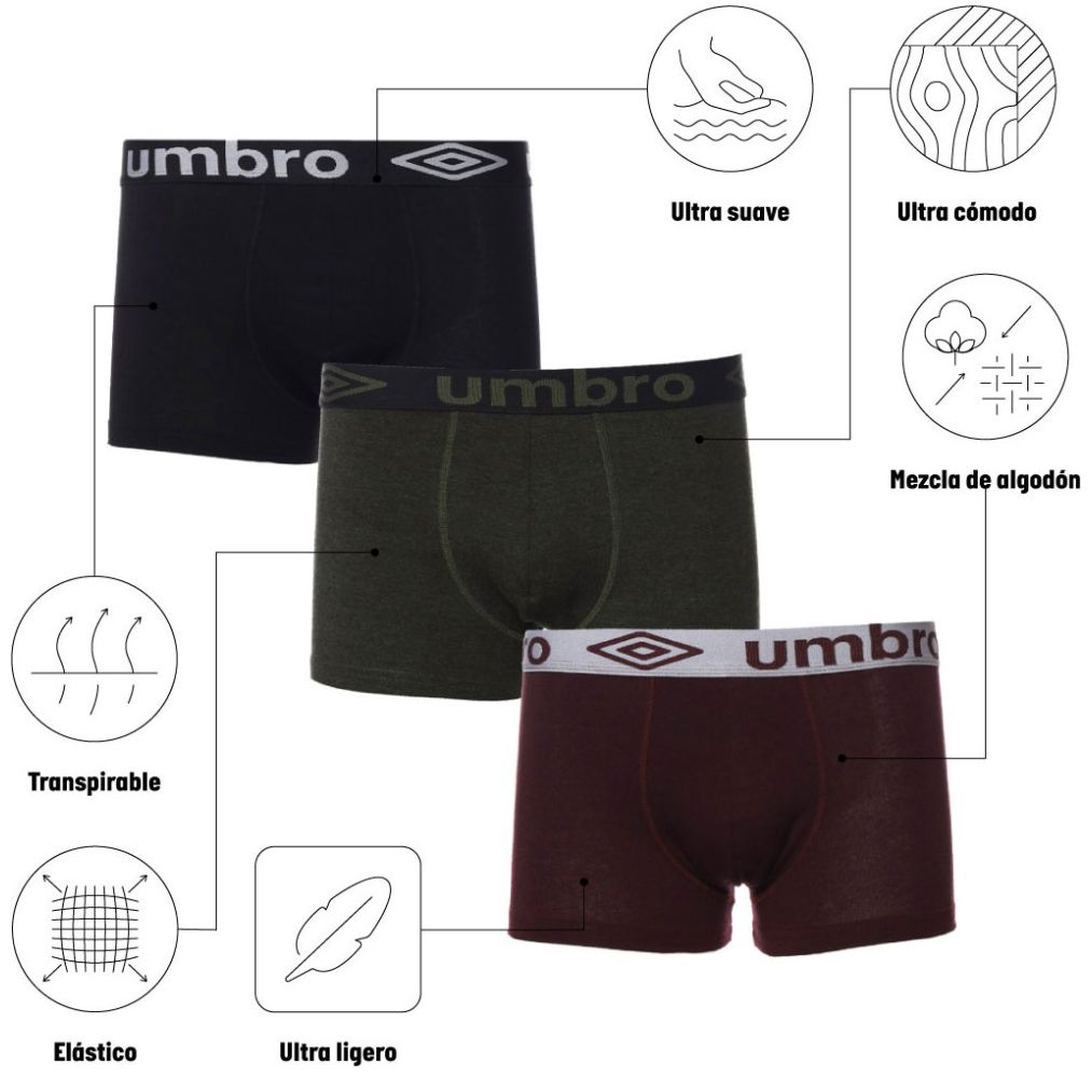 Bóxer para Hombre 3 Pack Umbro Arsenal