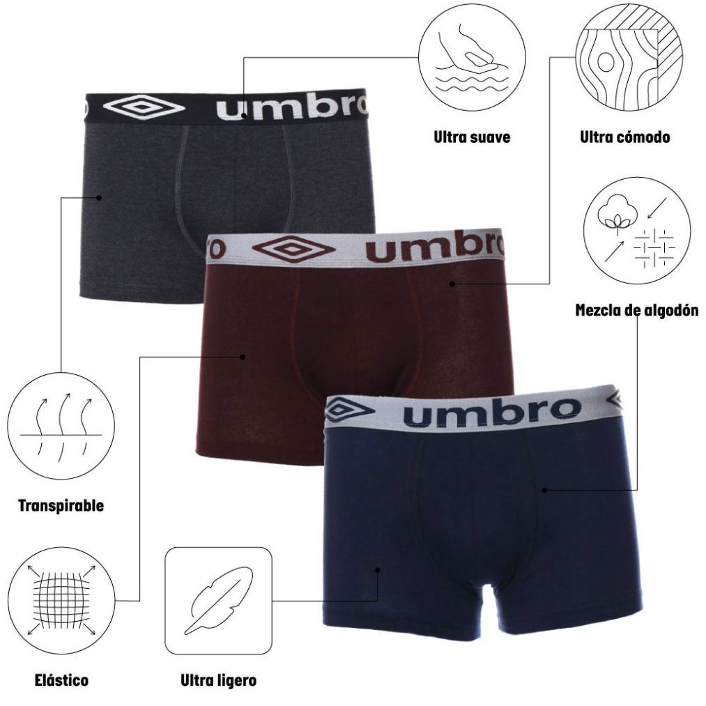 Bóxer para Hombre 3 Pack Umbro Newcastle