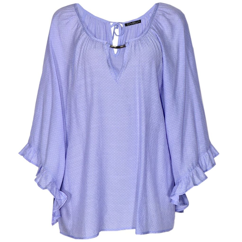 Blusa para Mujer, con Olanes en Manga y Aplicaciones en Cuello Davinchy