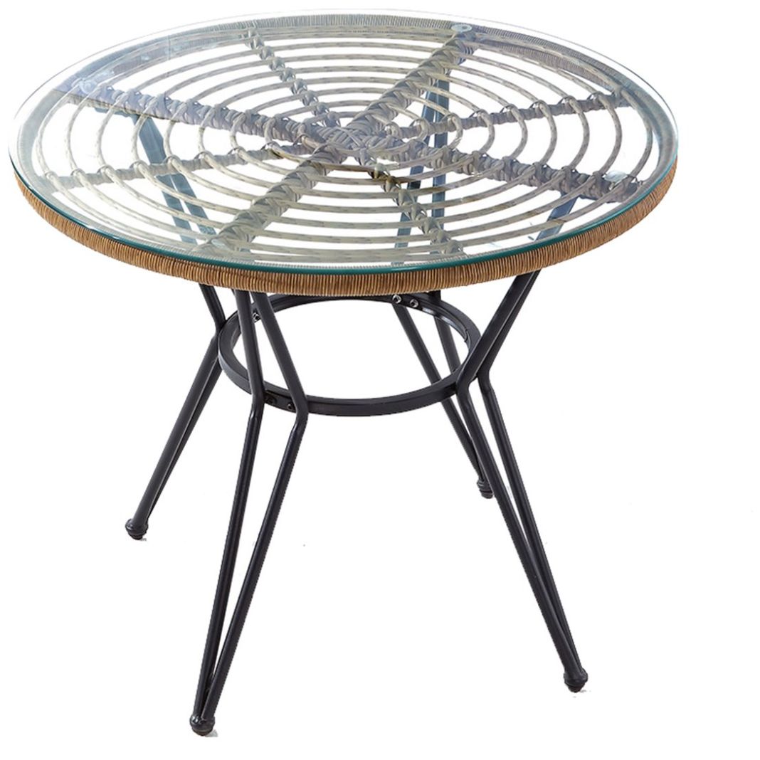 Home Nature Mesa Circular con Cristal de Jardín