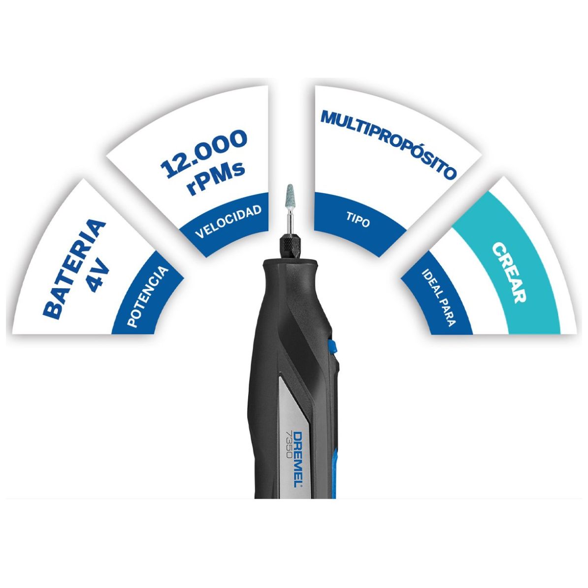 Herramienta Multiproposito Rotativa Dremel 7350 5Acc