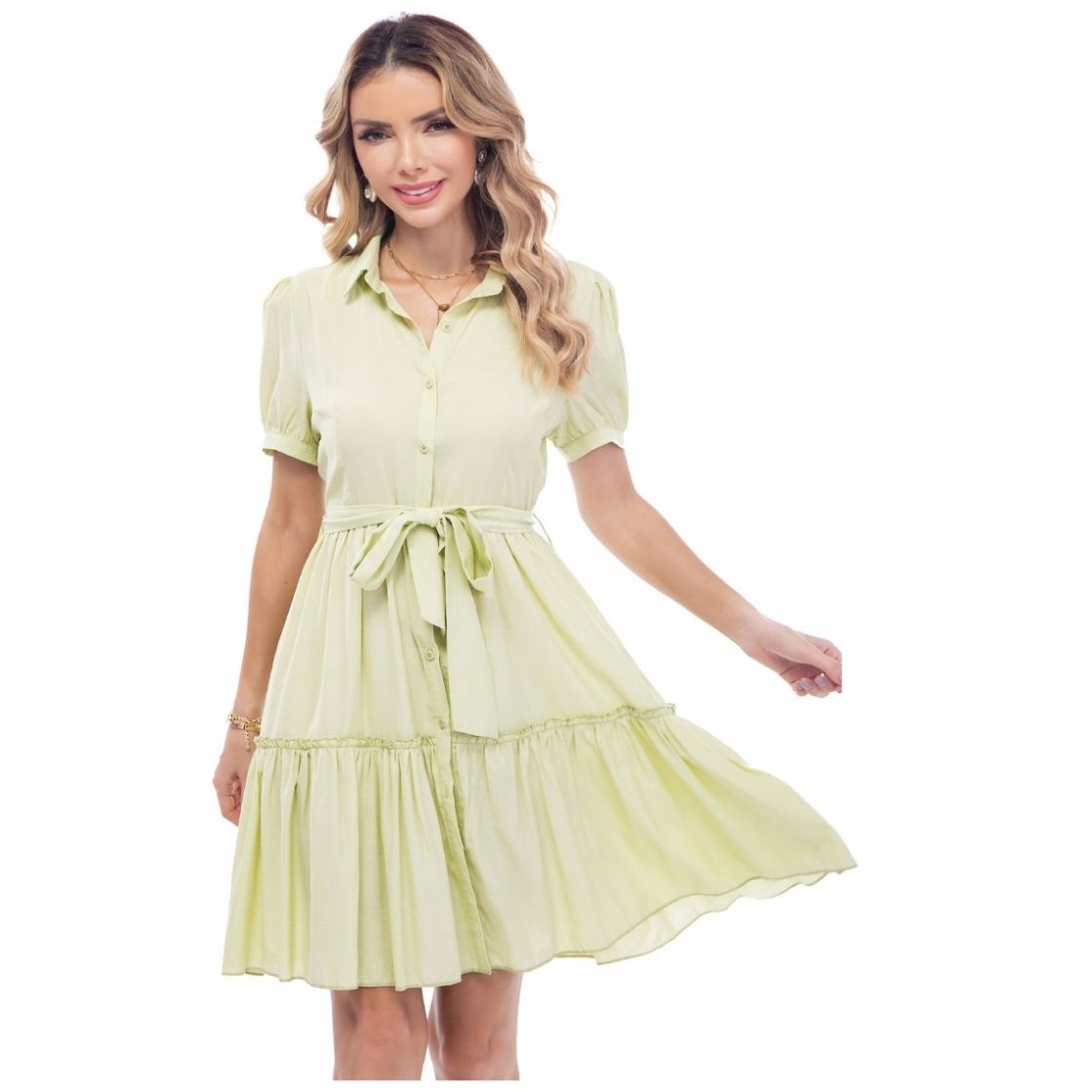 Vestido Corto Camisero Manga Corta Red Marine