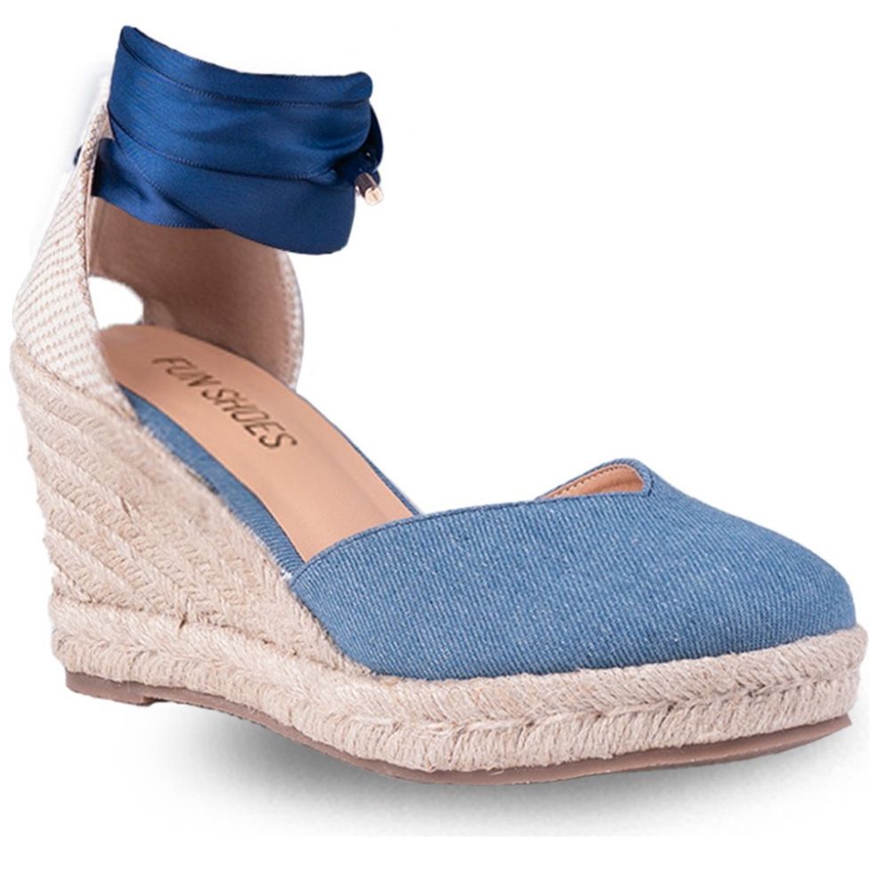 Alpargata con Cuña Y Pulsera Azul Fun Shoes