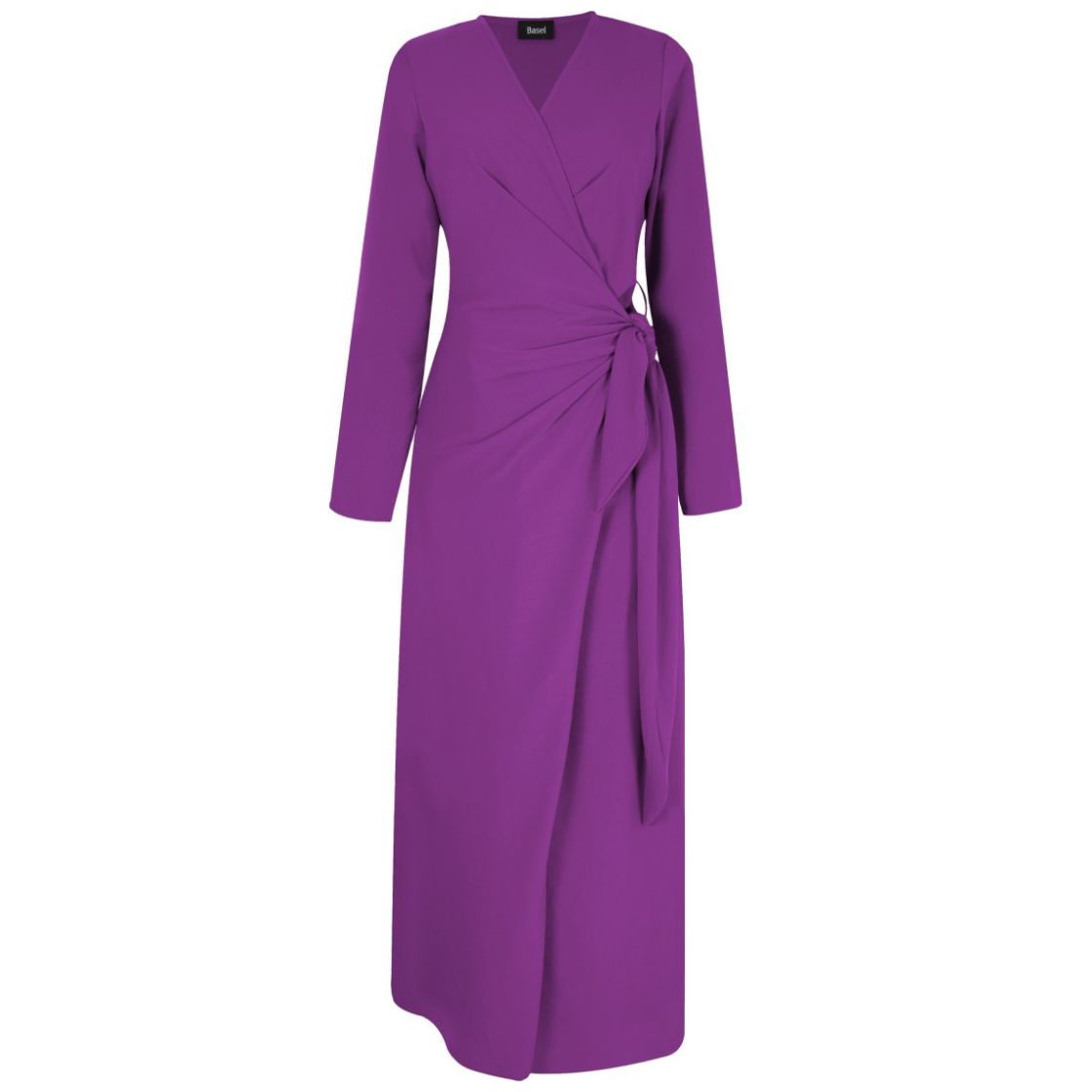 Vestido Basel Manga Larga Cuello V Cruzado Diseño Drapeado