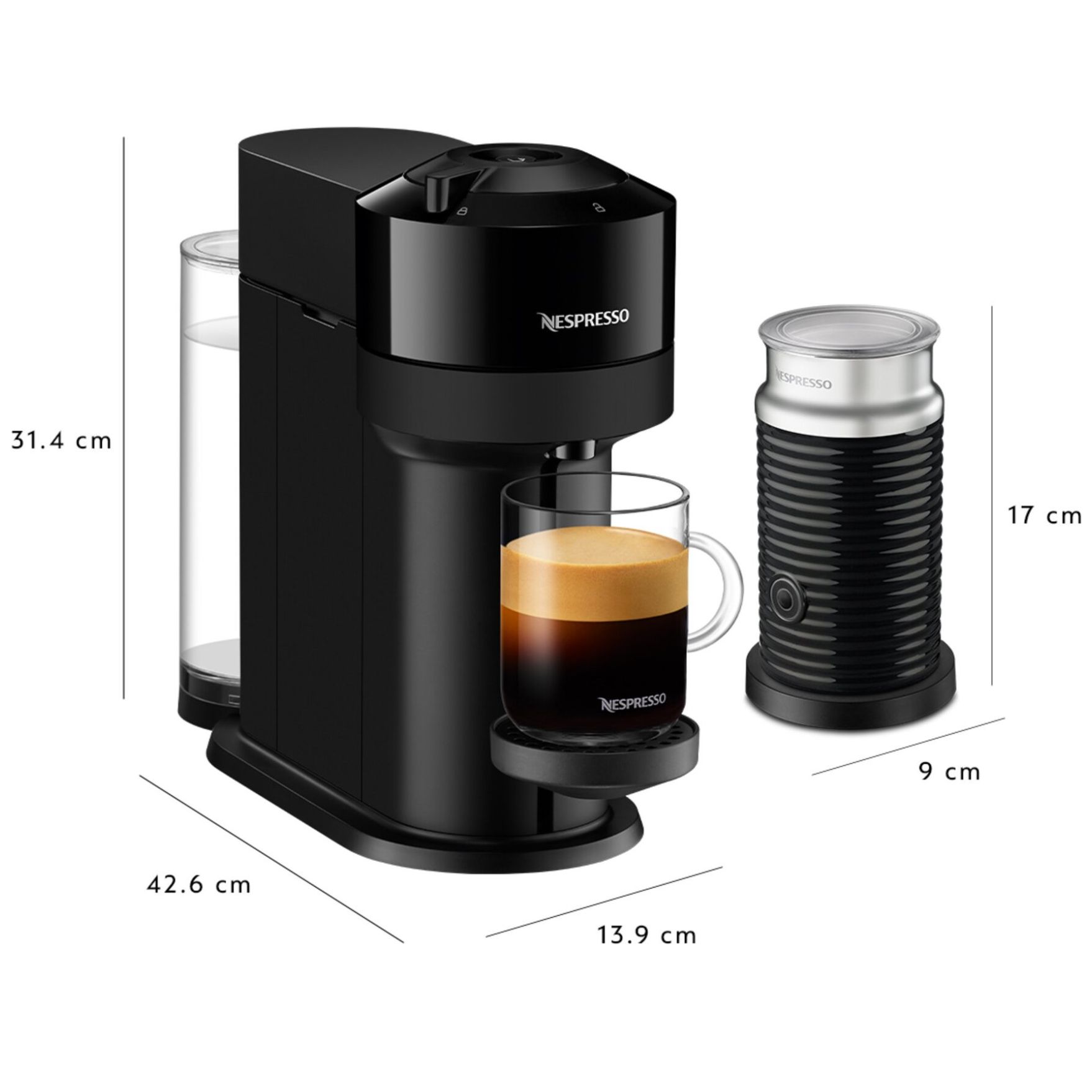 Combo Vertuo Next Glossy Bk + Rasp Nomad Travel Mug Nespresso