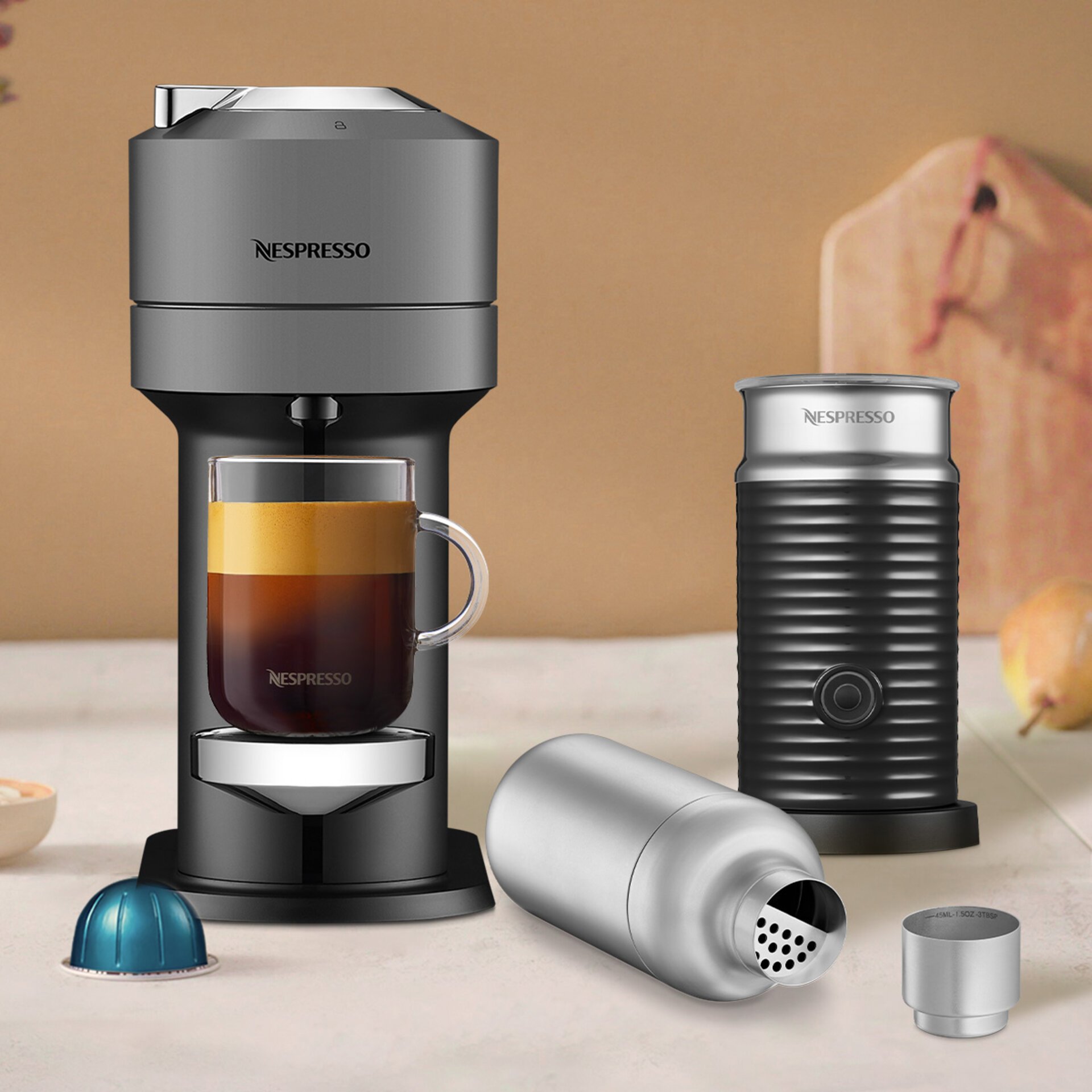 Vertuo Pop Deluxe Titan + Aeroccino, Máquina de café