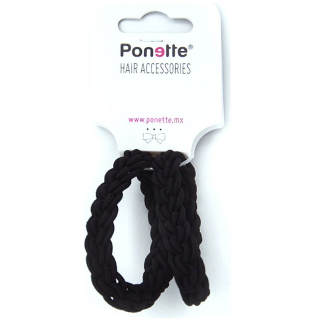 Ponette Liga Trenzada Negra 2 Piezas