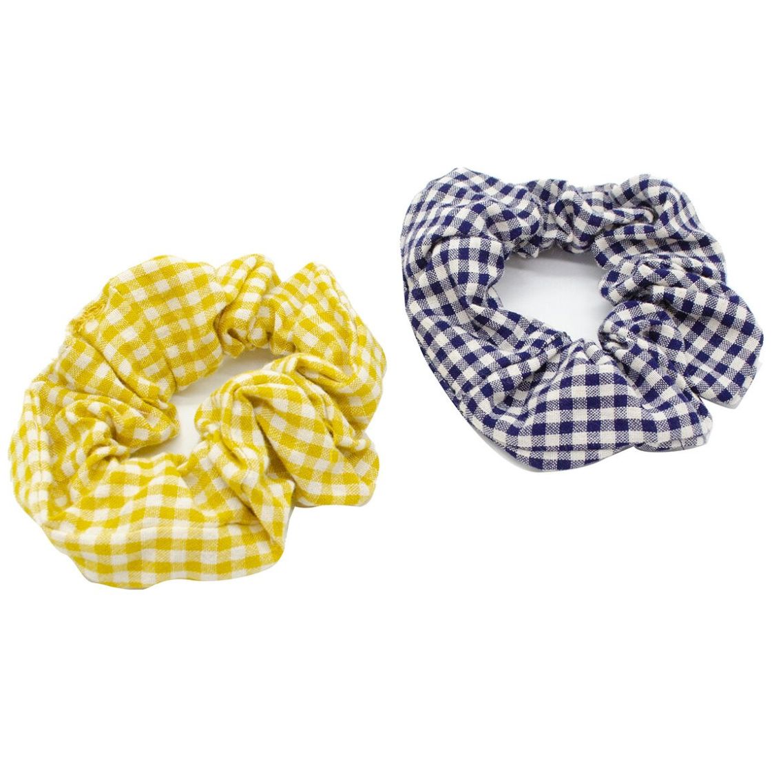 Ponette Scrunchies Infantiles Vichy Azul Y Amarillo 2 Piezas