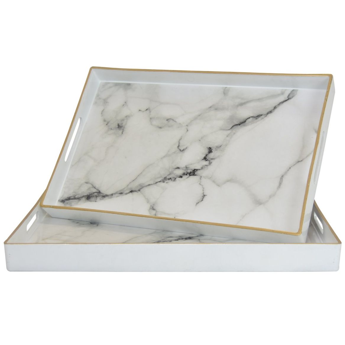 Set 2 Bandejas Poliuretano Blanco Trays And Pedestals