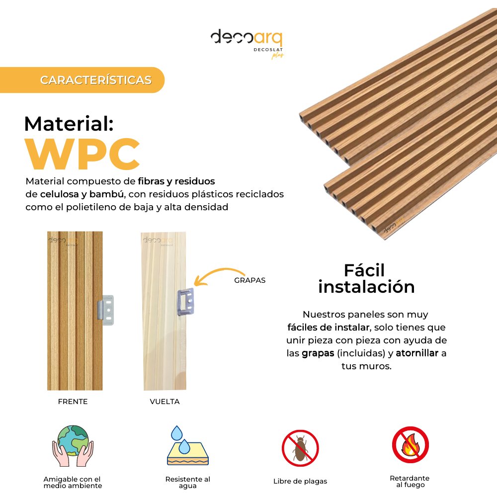 Lambrin Plus Decorativo  Madera Nogal  de 100 Cm X 17 Cm Cubre 1.7 M2 Deco Pvc