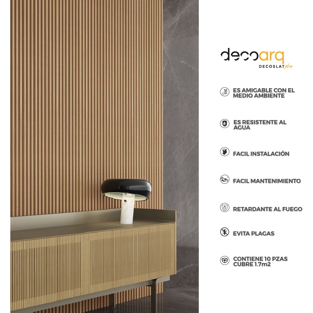 Lambrin Plus Decorativo  Madera Nogal  de 100 Cm X 17 Cm Cubre 1.7 M2 Deco Pvc