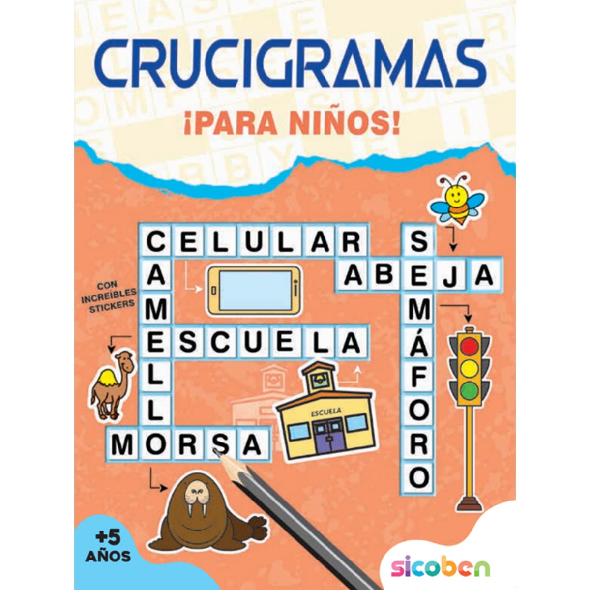 Libro de Crucigramas para Niños 20X26Cm 48 Páginas 2 Modelos Wizzdom