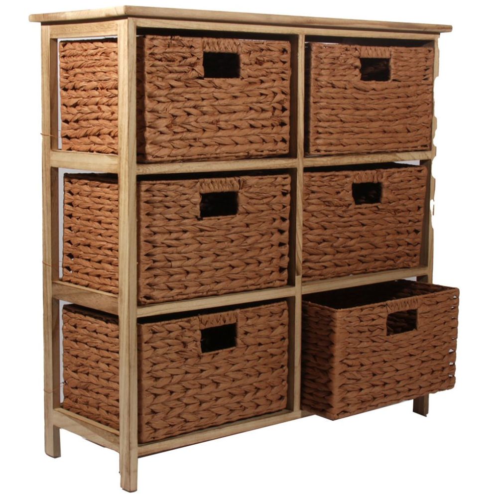 Home Nature Cajonera Kuala con 6 Cajones Color Café 80*30*80.5 Cm