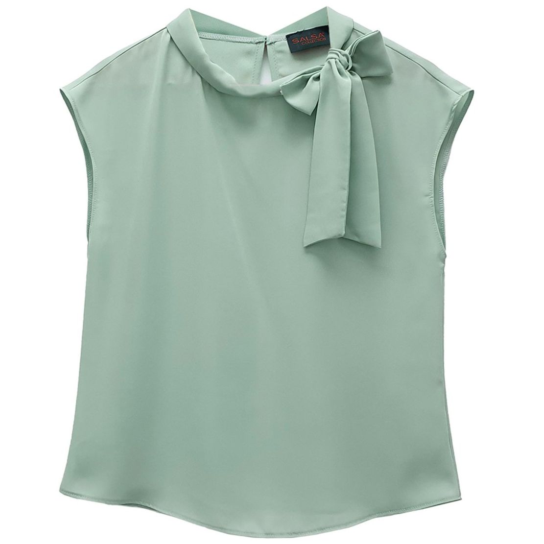 Blusa Sin Mangas con Amarre Moño en Cuello Salsa