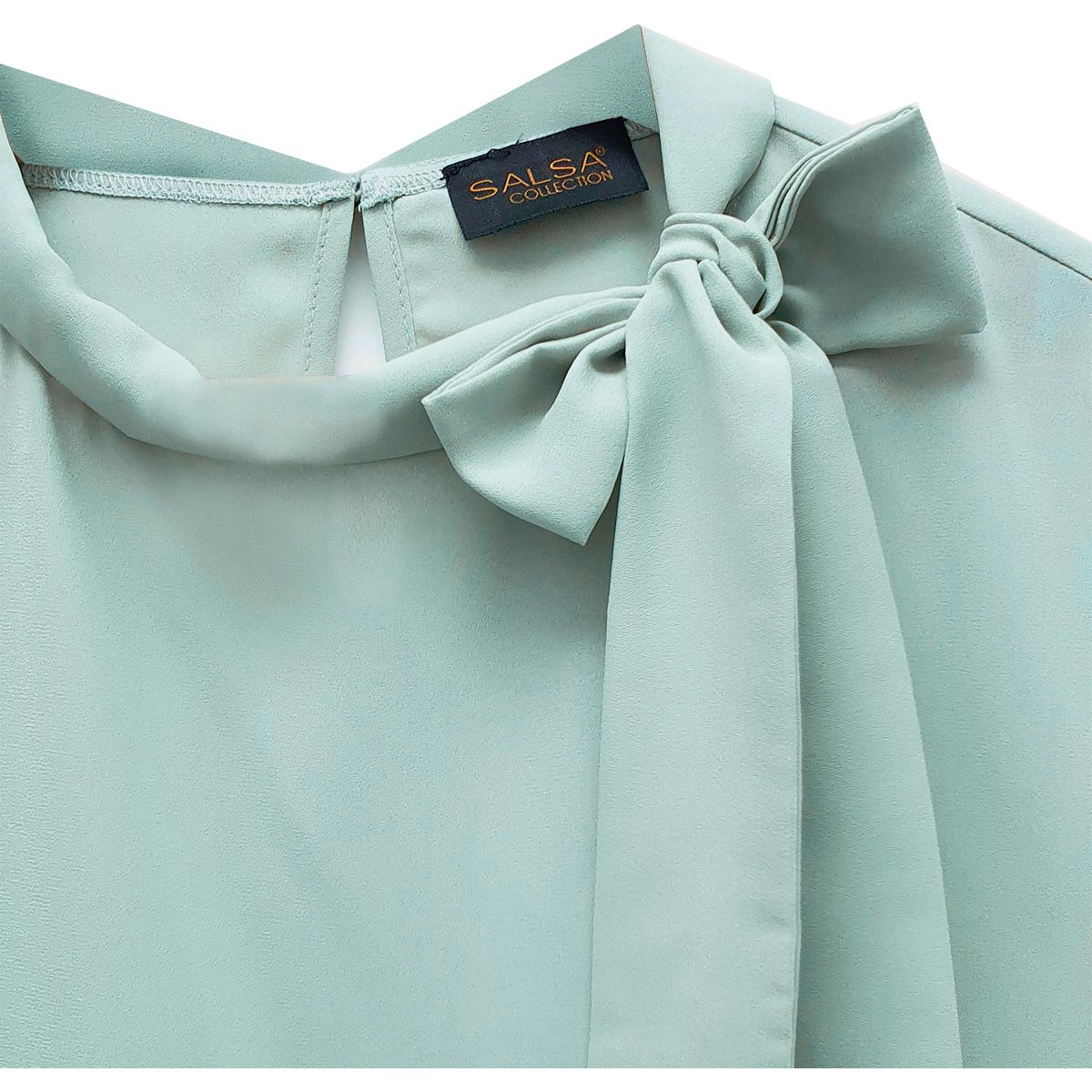 Blusa Sin Mangas con Amarre Moño en Cuello Salsa