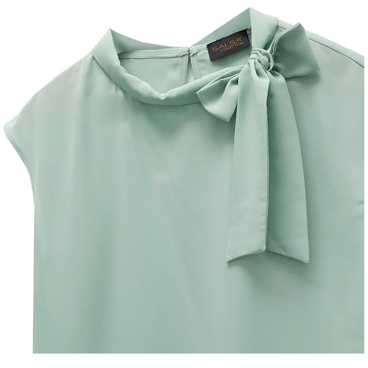 Blusa Sin Mangas con Amarre Moño en Cuello Salsa