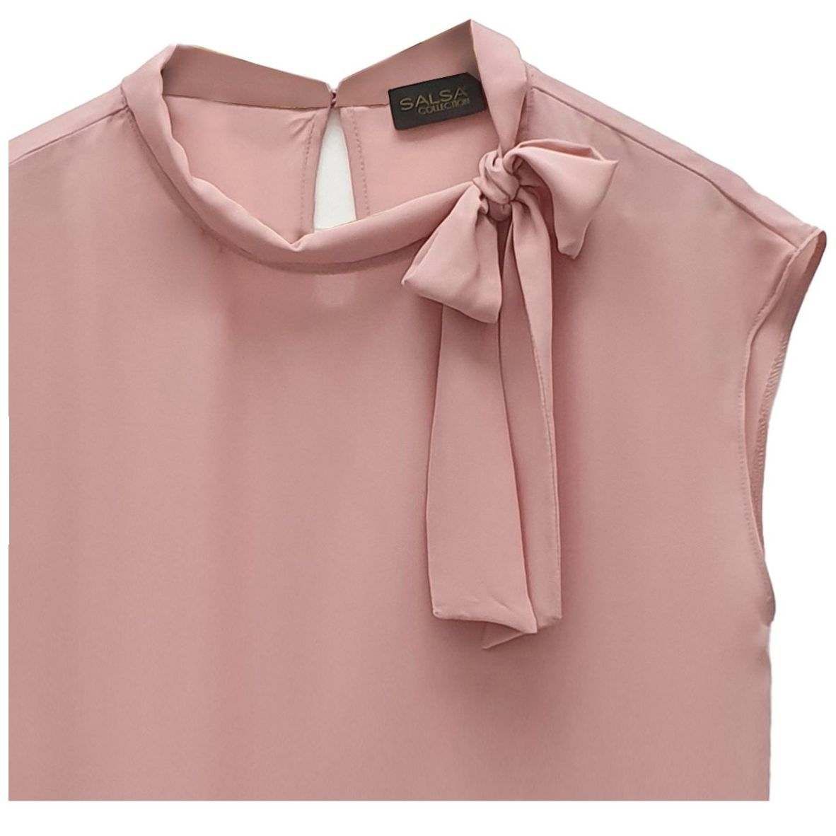 Blusa Sin Mangas con Amarre Moño en Cuello Salsa