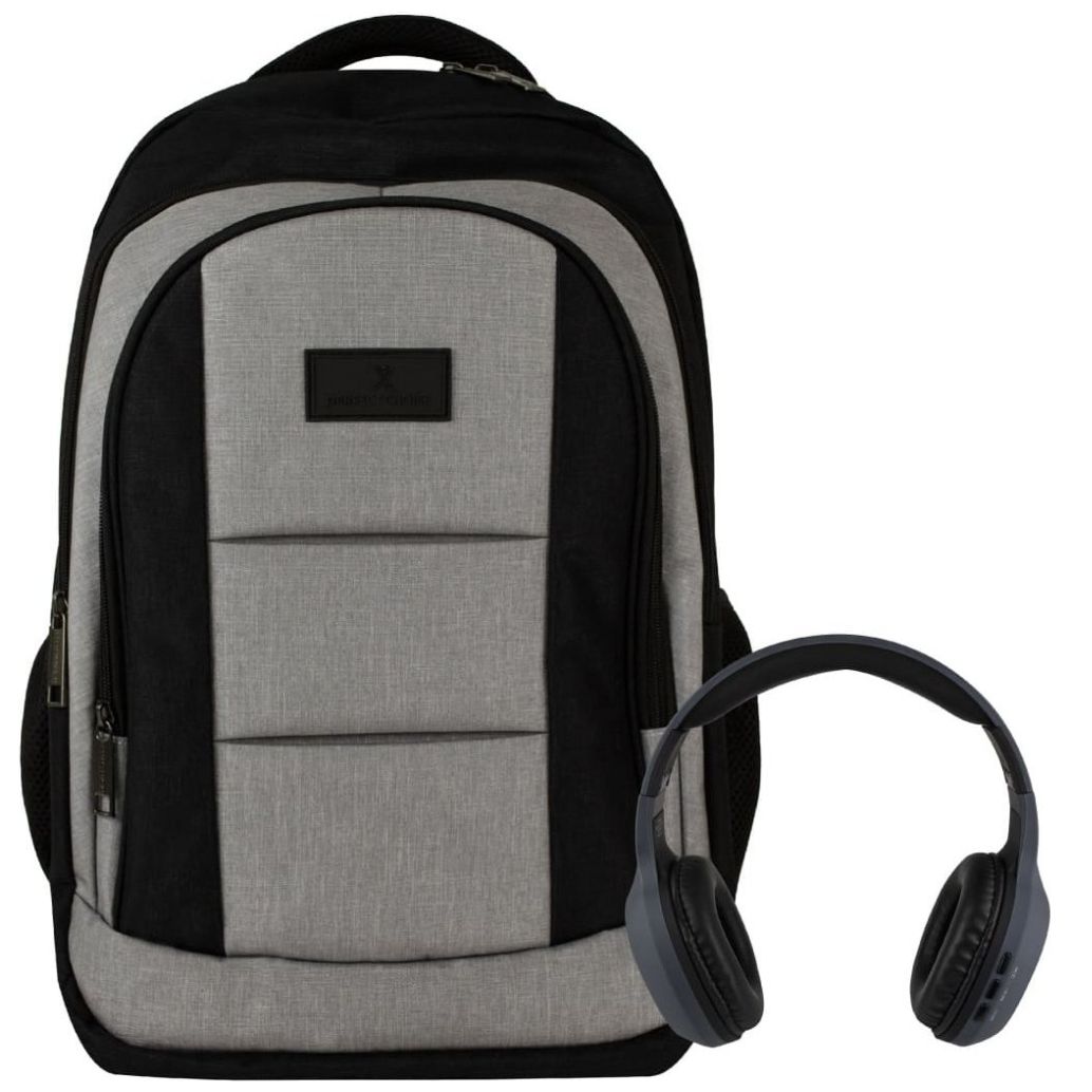 Mochila Portalaptop Perfect Choice Sharp Negra+ Audífons Bt Gris