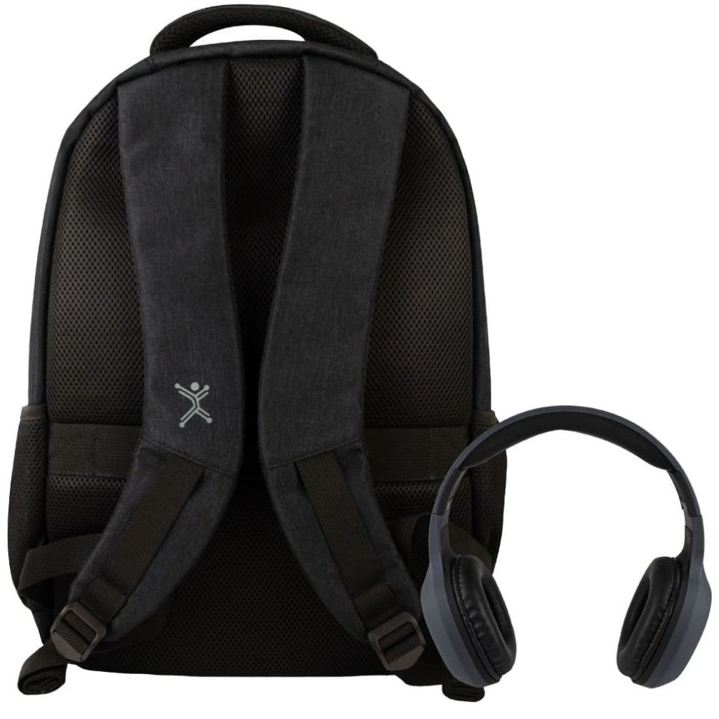 Mochila Portalaptop Perfect Choice Sharp Negra+ Audífons Bt Gris