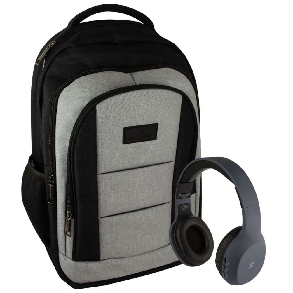 Mochila Portalaptop Perfect Choice Sharp Negra+ Audífons Bt Gris