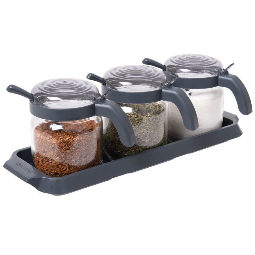 Set 3 Frascos con Cuchara para Especias 425 Ml Herevib